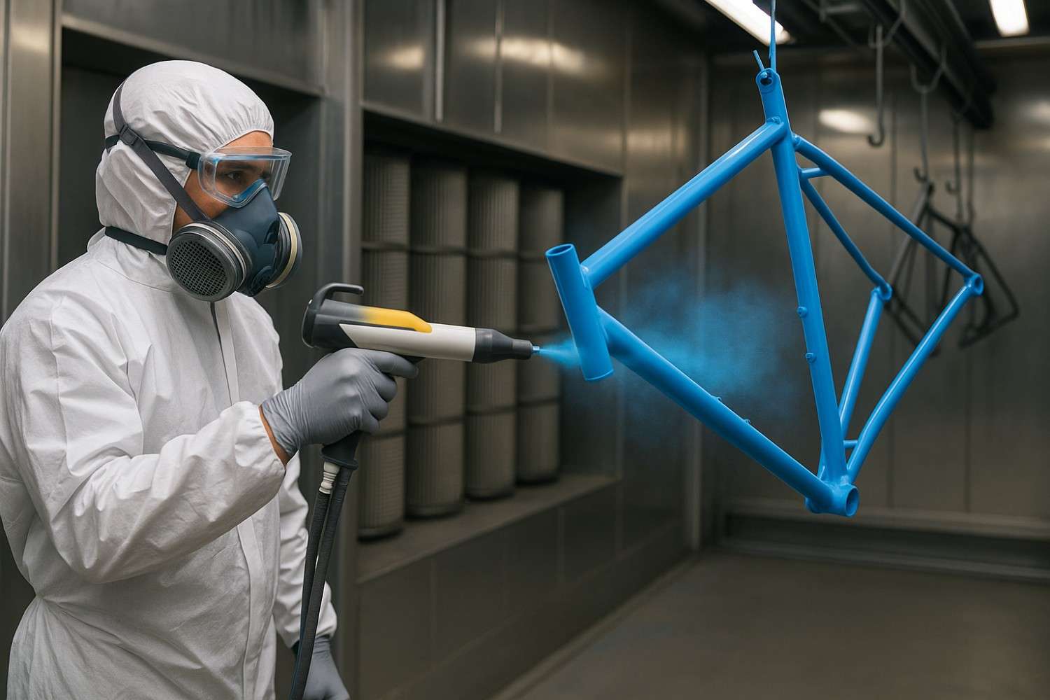 malowanie proszkowe ramy rowerowej